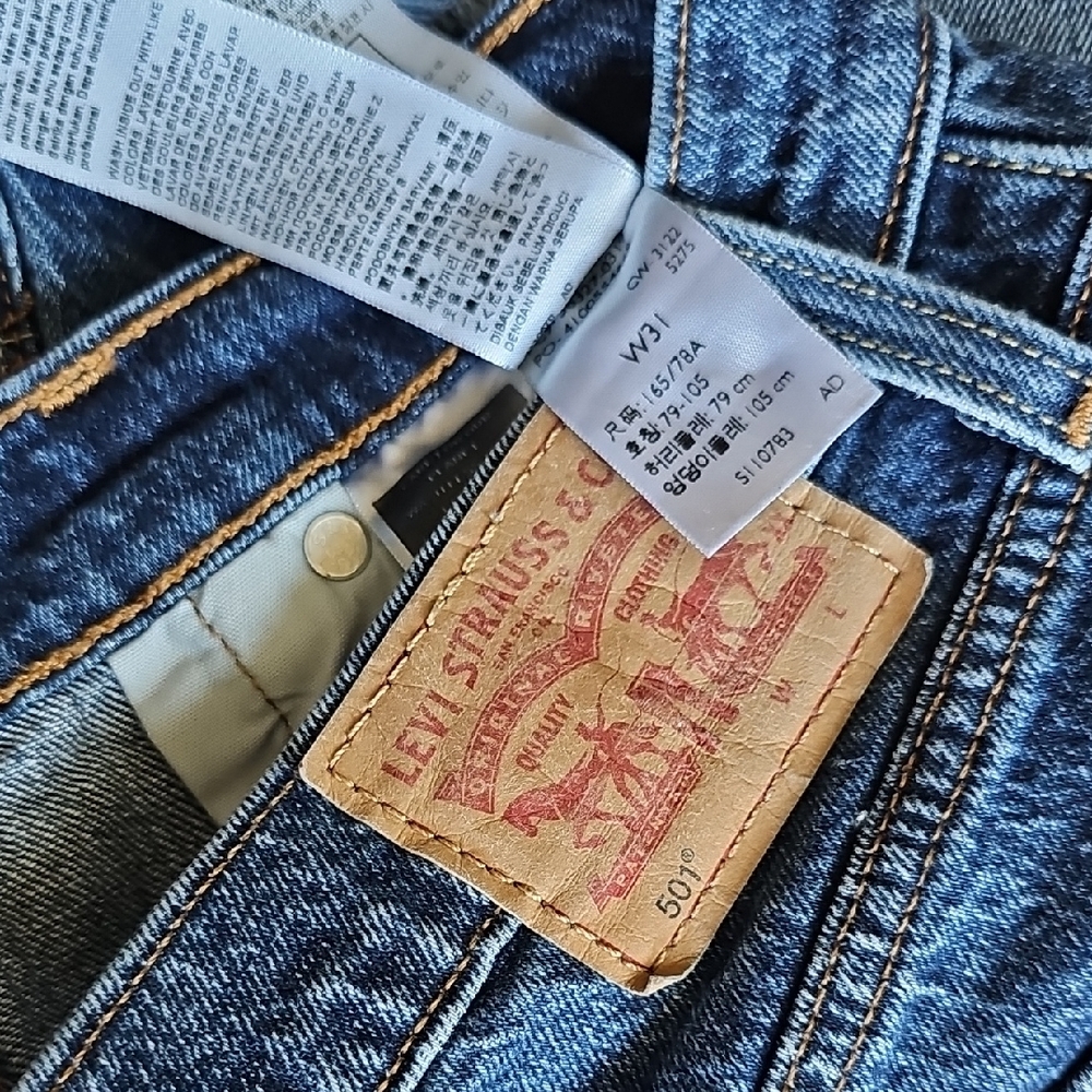 Levi's 501 Jean Shorts In Dark Blue - Picture 2 of 3